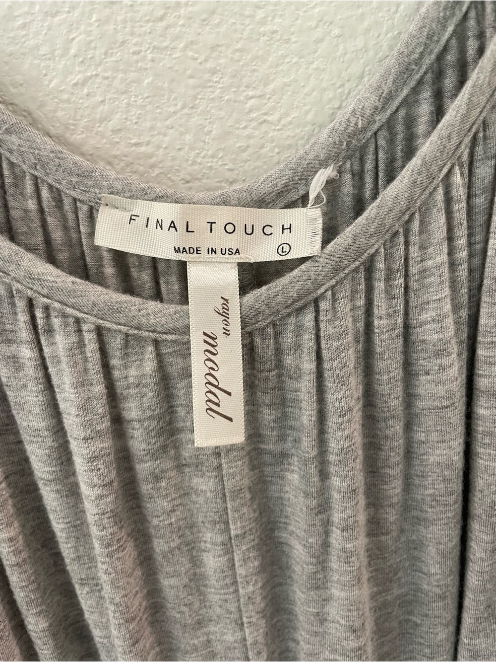 Final Touch Light Gray Ribbed Modal romper